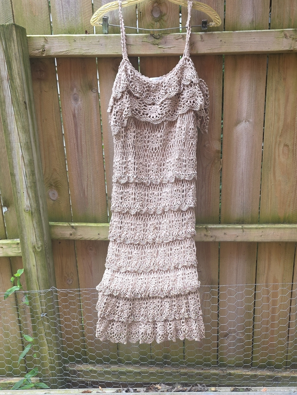 Boston Proper Crochet Tiered Sundress in Beige